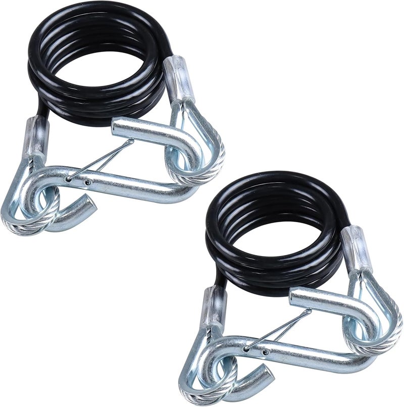 TeukRiGa 1/4"x 43-7/8" Grade 30 Steel Black Boat Trailer Safety Chain with 1 Spring Clip Hooks 3500 lbs, 2 Pcs (1/4"x 43-7/8") - Image 1